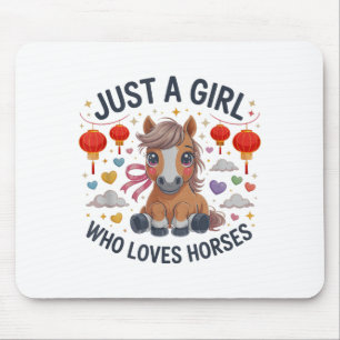 Cute 2026 Pony Just Girl Who Loves Horses Zodiac C Mouse Pad