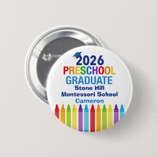 Cute 2026 Preschool Graduation Custom Name Tag 6 Cm Round Badge