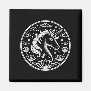 Cute 2026 Unicorn Year Of Horse Lunar Lady Zodiac Magnet