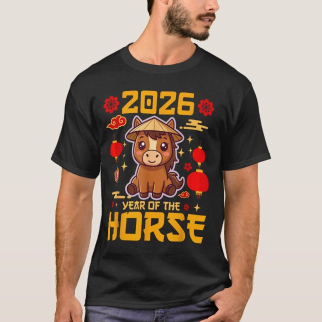Cute 2026 Year Of The Horse Happy Chinese New Year T-Shirt (Front)