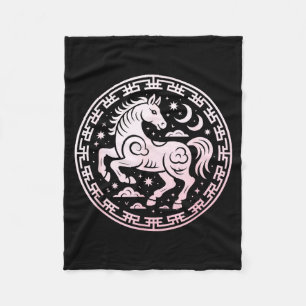 Cute 2026 Year Of The Horse Lunar Girl Zodiac Drag Fleece Blanket
