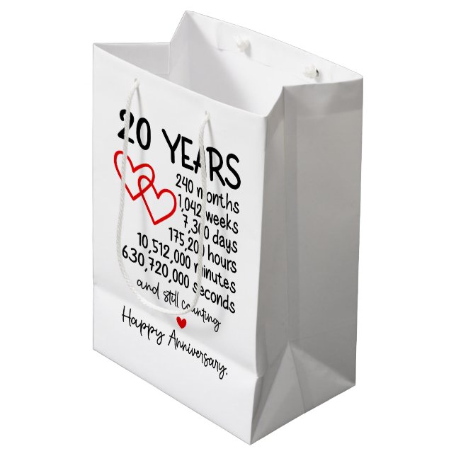 Cute 20th Year anniversary party  Medium Gift Bag (Front Angled)