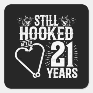 Cute 21st Anniversary Couples Married 21 Years Square Sticker