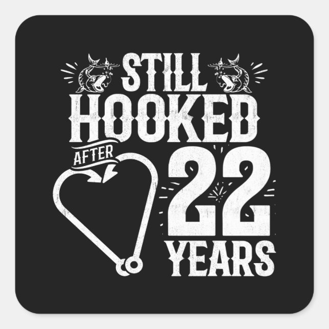 Cute 22nd Anniversary Couples Married 22 Years Square Sticker (Front)