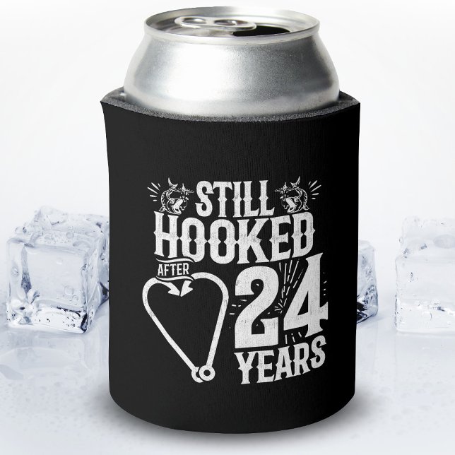 Cute 24th Anniversary Couples Married 24 Years Can Cooler (Creator Uploaded)