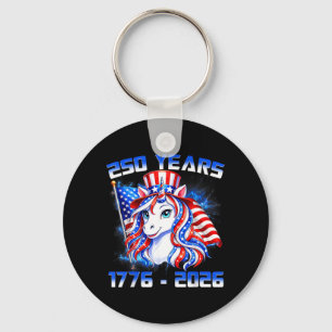 Cute 250 America Years 1776 2026 Unicorn Toddlers Key Ring