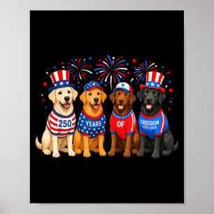 Cute 250 Anniversary Usa Lab Dog Mum Dog Dad 4th Poster