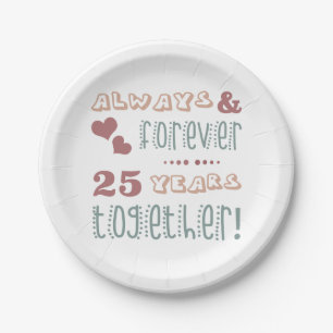 Cute 25th Wedding Anniversary Paper Plate