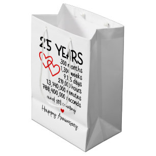 Cute 25th Year anniversary party Medium Gift Bag