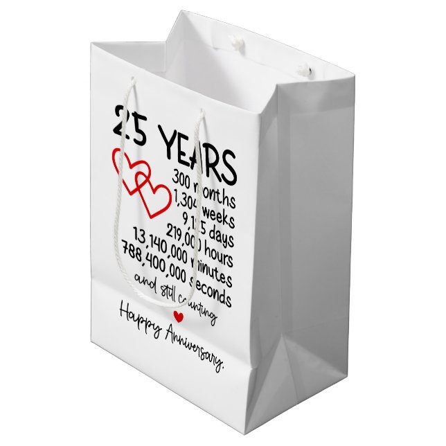 Cute 25th Year anniversary party  Medium Gift Bag (Front Angled)