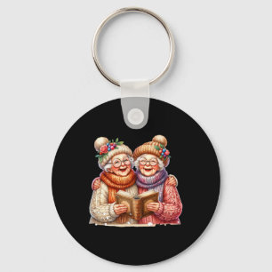 Cute 2 Happy Grannys Old Ladies Singing Christmas  Key Ring