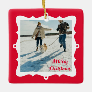 Cute 2 Photo Frame Christmas Ceramic Ornament