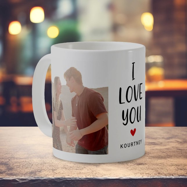 Cute 2 Photo 'I LOVE YOU' Gift Coffee Mug (Creator Uploaded)