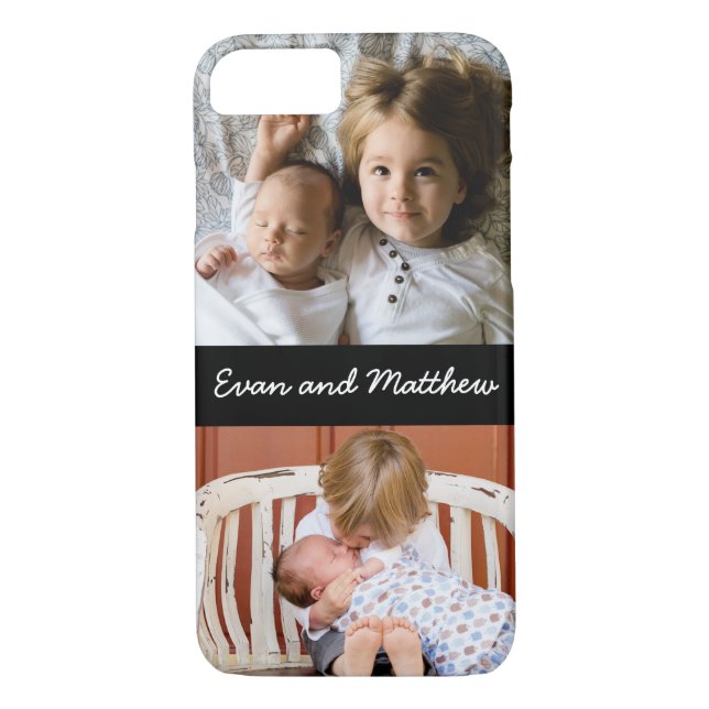 Cute 2 Photo Personalised Kids iPhone 8 7 Case (Back)