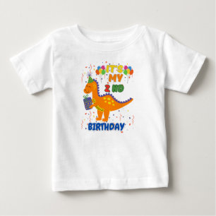 Cute 2nd Birthday Dinosaur Party T-Shirt for Toddl