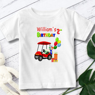 Cute 2nd Birthday Red Golf Cart Boy's Baby T-Shirt
