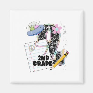 Cute 2nd Grade Back To School Student Teacher Seco Magnet
