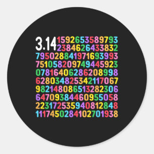 Cute 3.14 Pi Digits Happy Pi Day Math Teacher Wome Classic Round Sticker