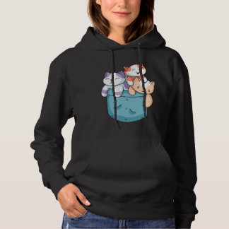 Cute 3 Cats in a Pocket  Cat   Kids Boys Girls Hoodie