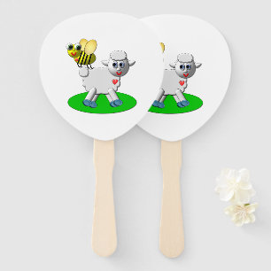 Cute 3-D Look Bee and Lamb Hand Fan