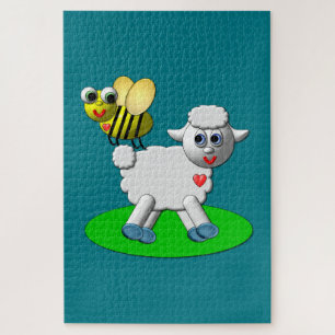 Cute 3-D Look Bee and Lamb Jigsaw Puzzle