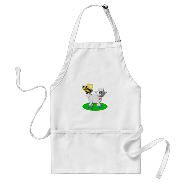 Cute 3-D Look Bee and Lamb Standard Apron (Front)