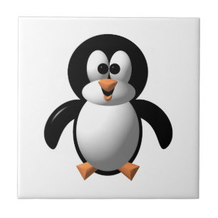 Cute 3-D Look Perky Penguin Ceramic Tile
