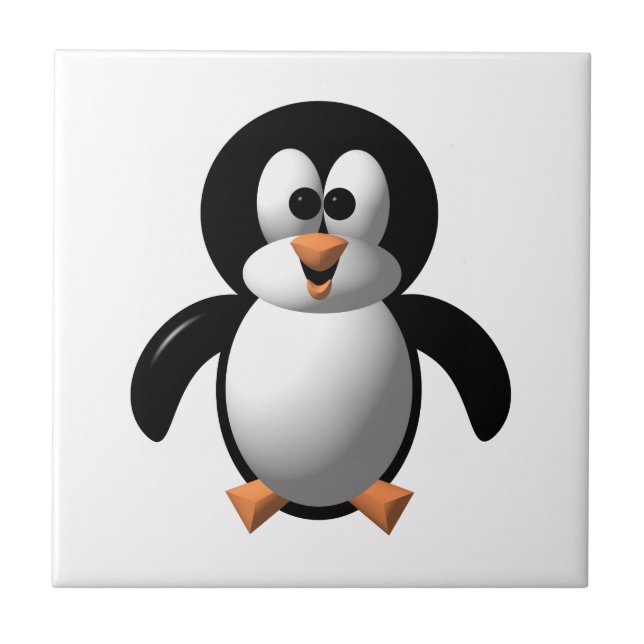 Cute 3-D Look Perky Penguin Ceramic Tile (Front)