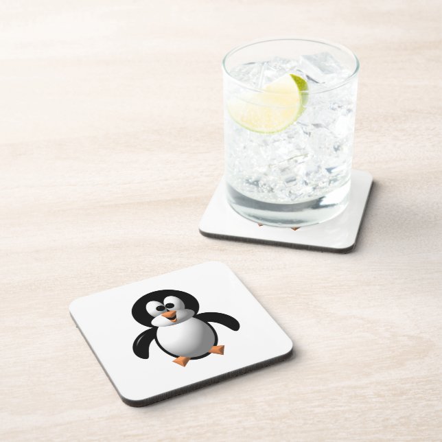 Cute 3-D Look Perky Penguin Coaster (Right Side)