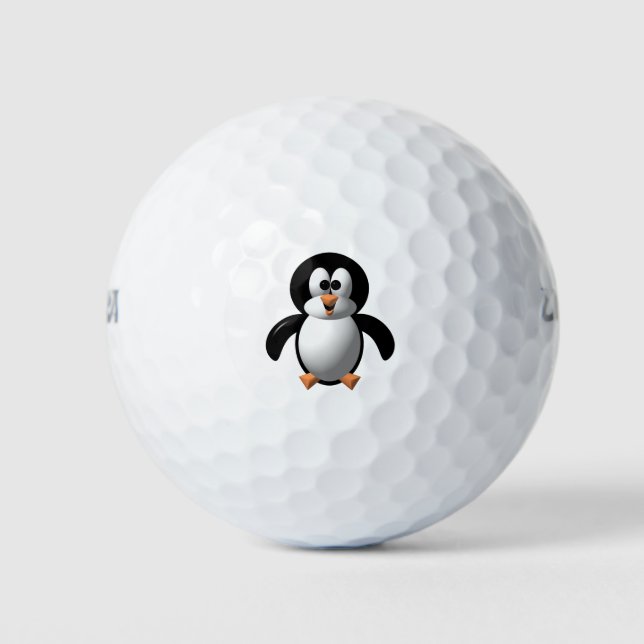 Cute 3-D Look Perky Penguin Golf Balls (Front)