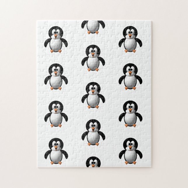 Cute 3-D Look Perky Penguin Jigsaw Puzzle (Vertical)