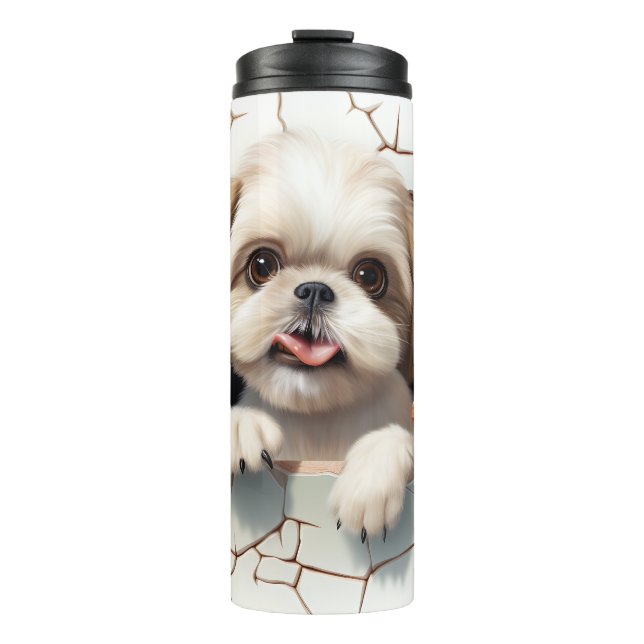 Cute 3-D Shih-tzu Dog Thermal Tumbler (Front)