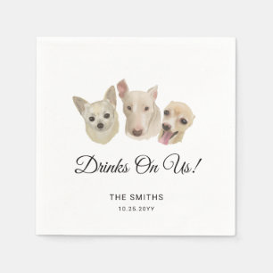 Cute 3 Dogs Pet Artwork Wedding Napkin