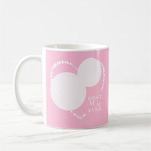 Cute 3-Photo Pink & White Heart, "Best Mom Ever" Coffee Mug