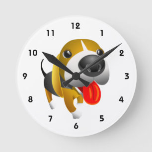 Cute 3d Basset Hound Dog Round Clock