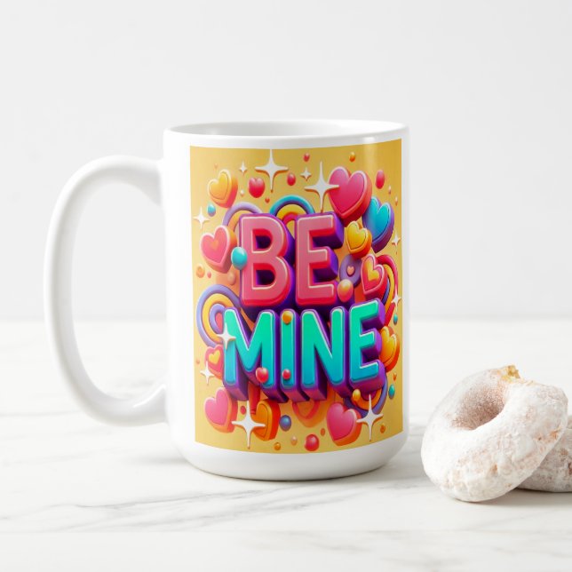 Cute 3D Be mine Valentines Day Coffee Mug (With Donut)