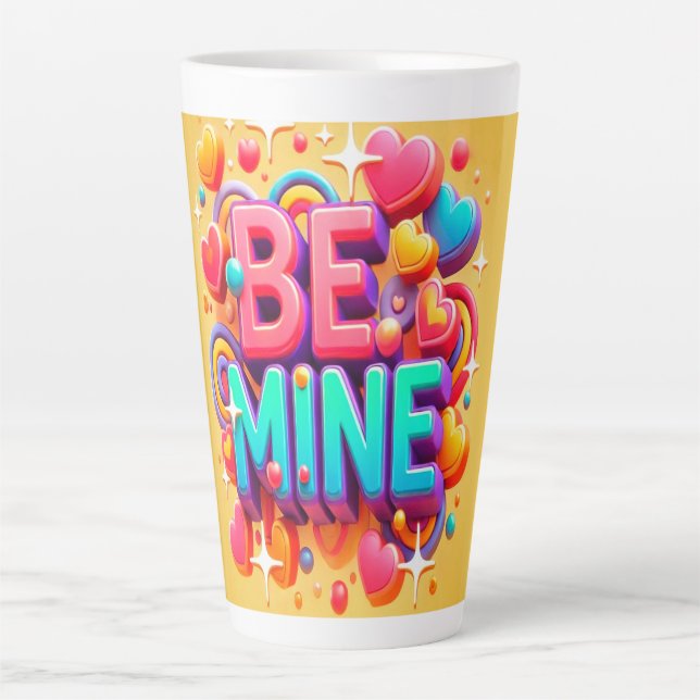 Cute 3D Be mine Valentines Day Latte Mug (Front)