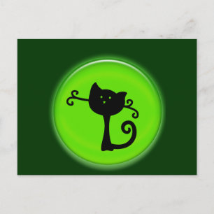 Cute 3D Black Cartoon Cat Postcard