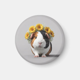 Cute 3D Boho guinea Pig Round Fridge Magnet