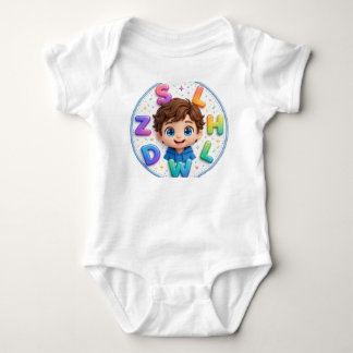 Cute 3D Boy Colourful Alphabet Letters Baby Bodysu Bodysuit