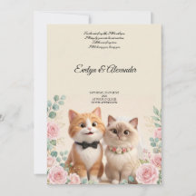 Cute 3D Cat Bride and Groom Cream Wedding