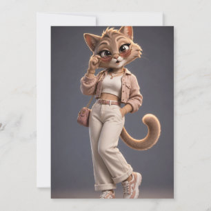 Cute 3D Cat Invitation
