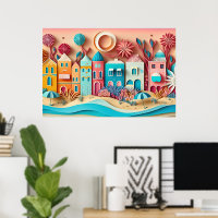 cute 3d effect beach house