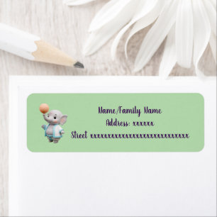 Cute 3D Elephant Baby Shower Thank You Return Address Label
