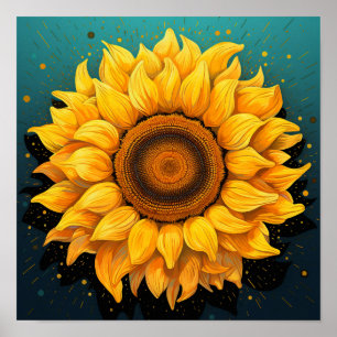 Cute 3D Florist Gardening Lover Sunflower Poster