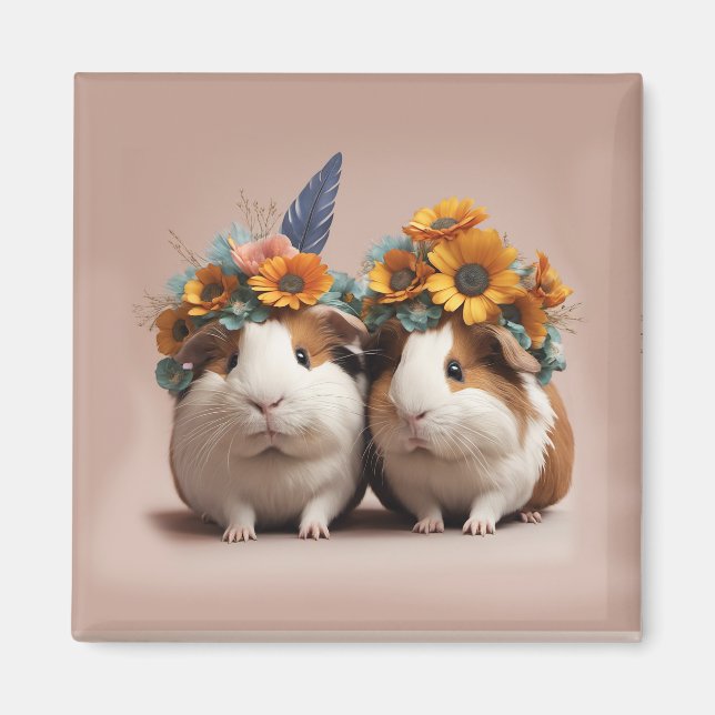 Cute 3D Guinea Pigs, Fridge Magnet  (Front)