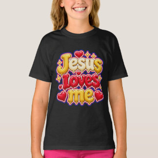 Cute 3D Jesus Loves Me Bubble Letters Kids  T-Shirt