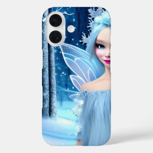 Cute 3d light blue Winter Fairy in the Forest iPhone 16 Case