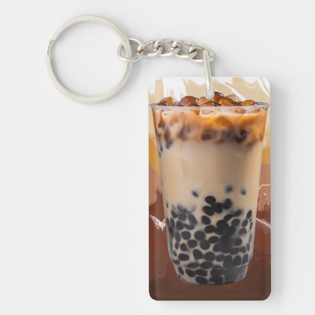 Cute 3D Milk Tea Design – Boba Lover Aesthetic Key Ring (Front)