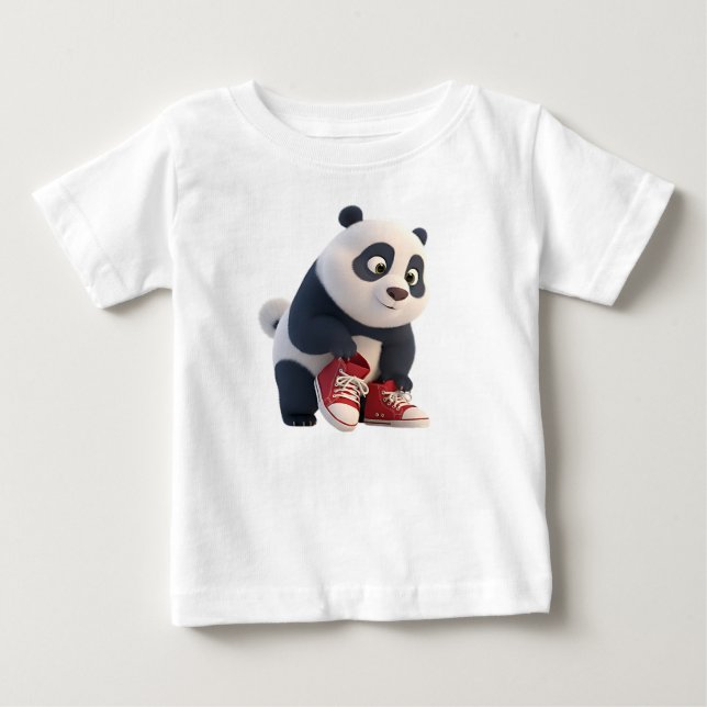 Cute 3D Panda Cub in Red Sneakers (Front)